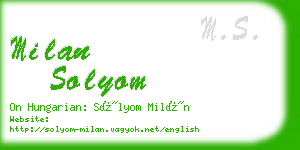 milan solyom business card